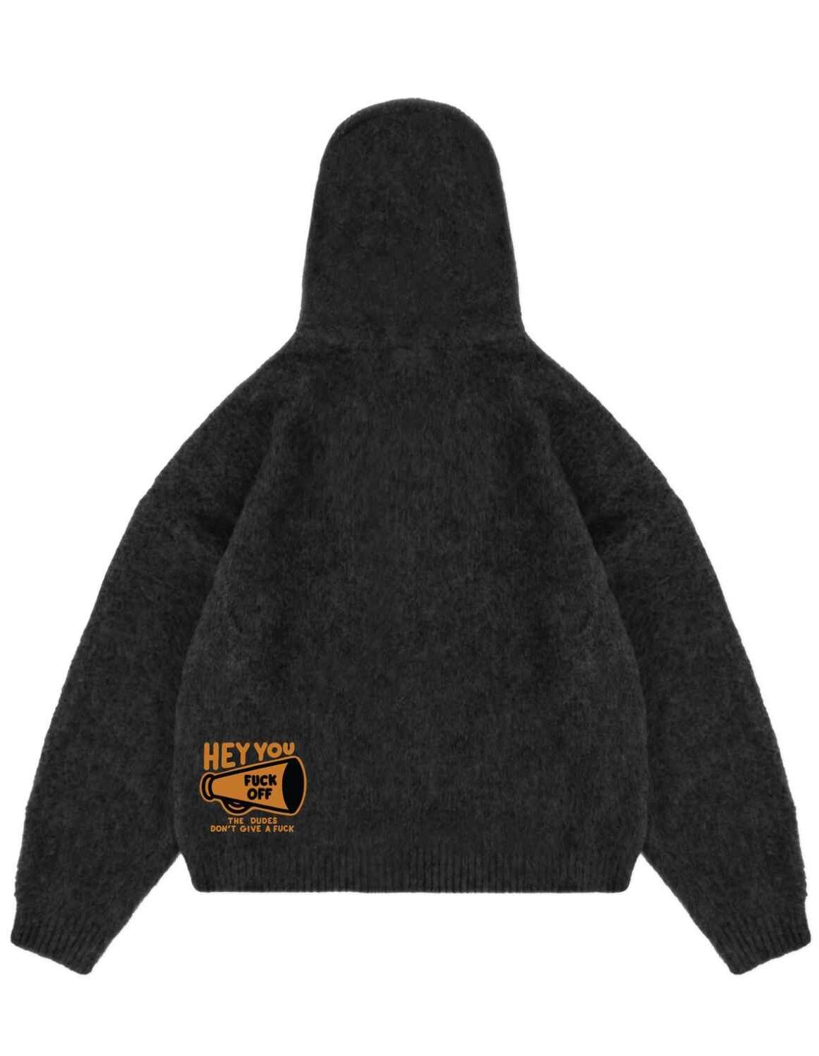 10103202-2 The Dudes Hey you Knitted Hoody - black XXXL