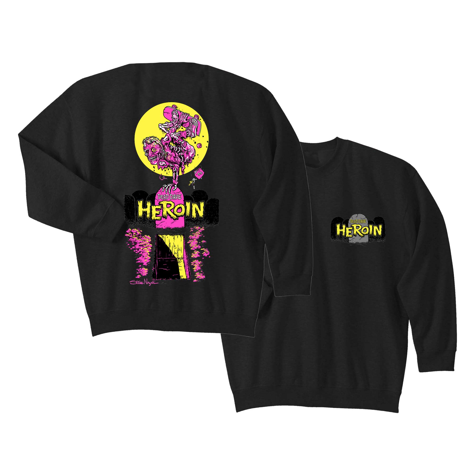HEROIN Sweat SKATE ZOMBIE Crew, black XL