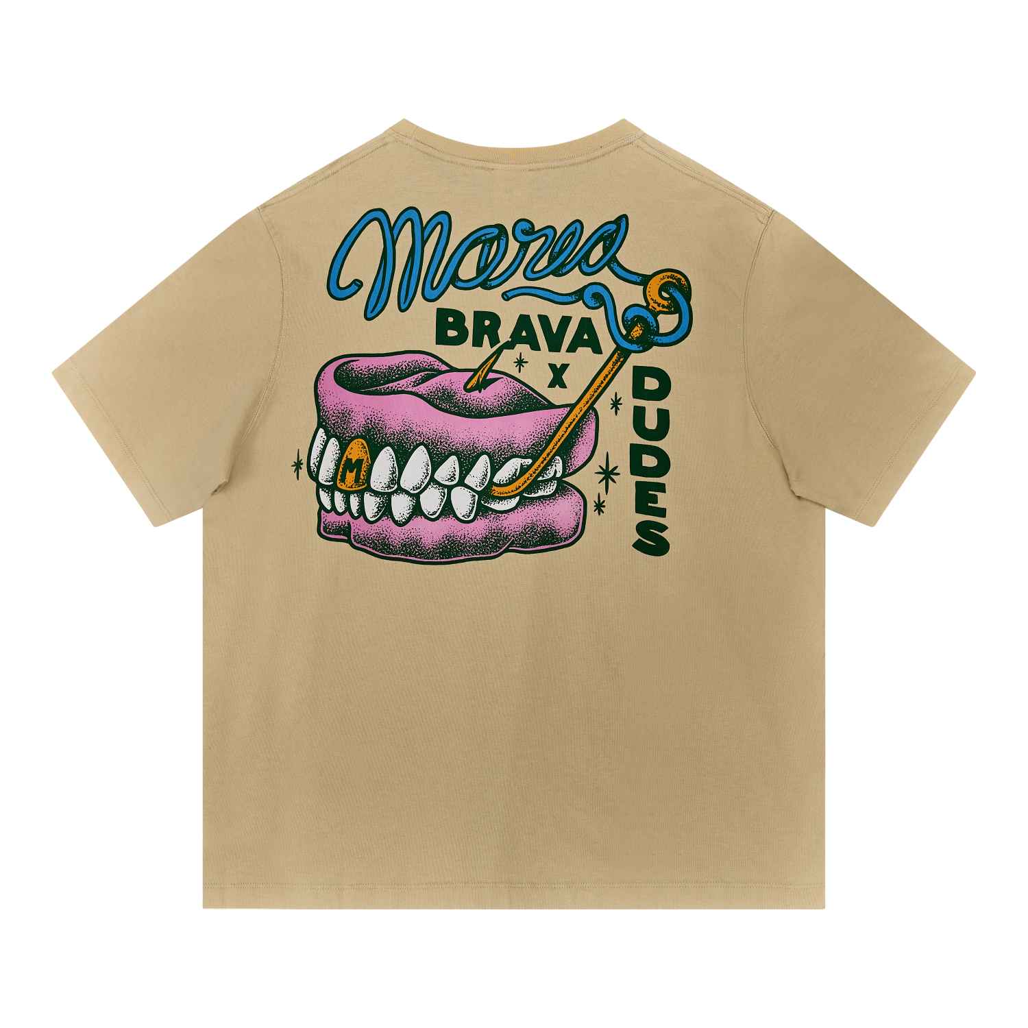 The Dudes Marea Dentadura T-Shirt - almond milk XXXL