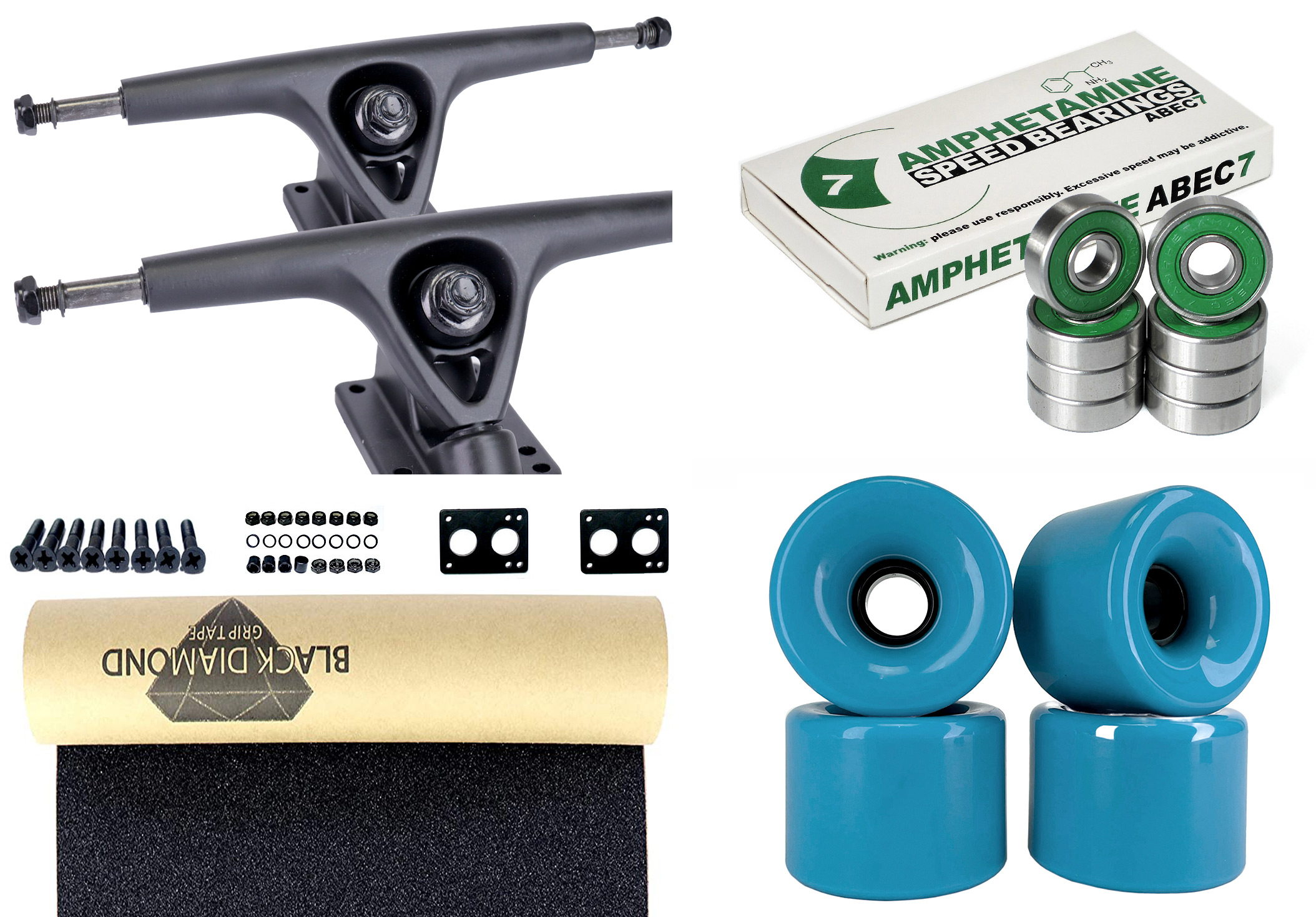 Impact Longboard Achsen Set 180mm Black / Green Wheels 70mm Impact Longboard Achsen Set 180mm Black / Blue Wheels 76mm