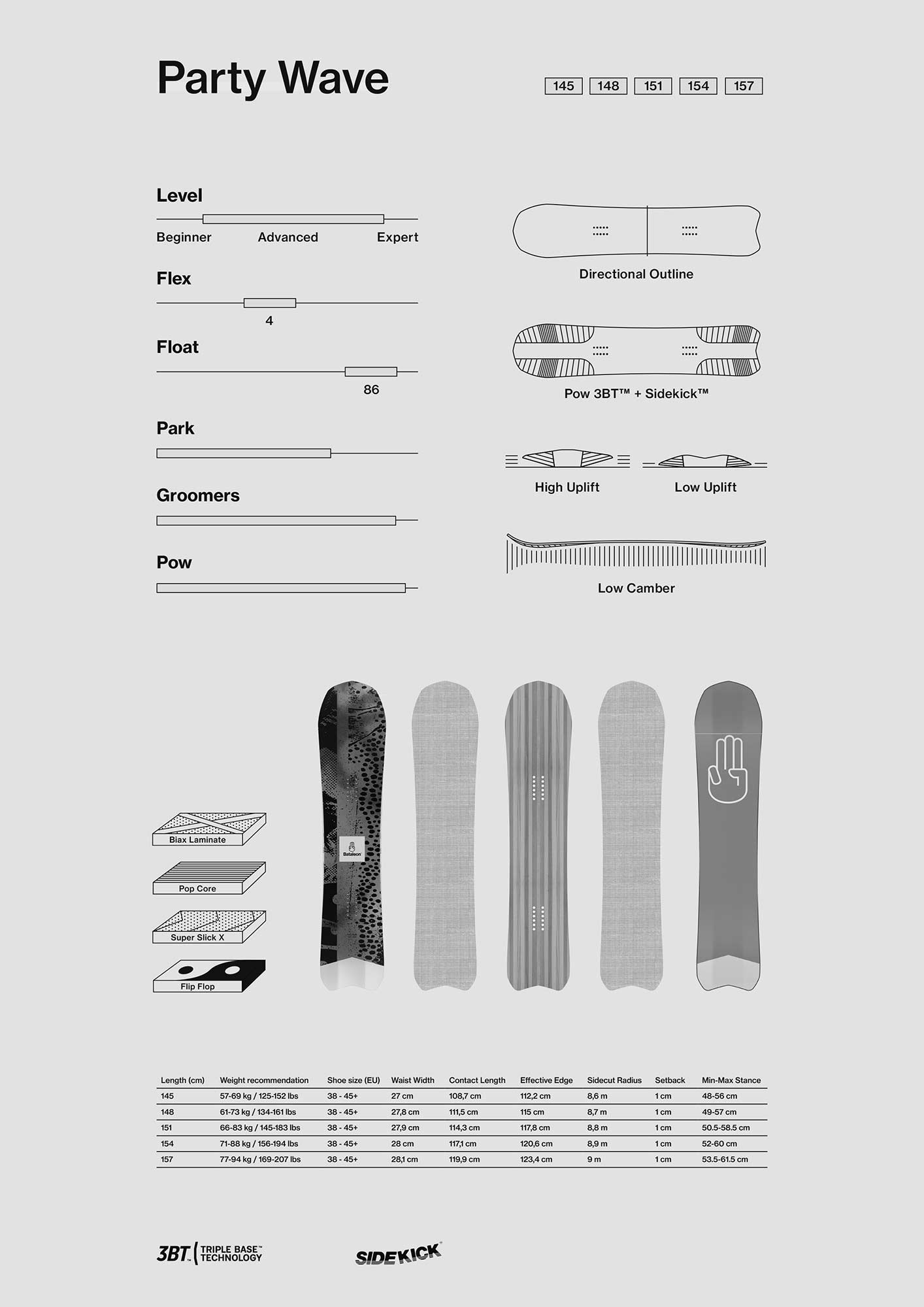 BATALEON Snowboard PARTY WAVE 21/22 size: 154