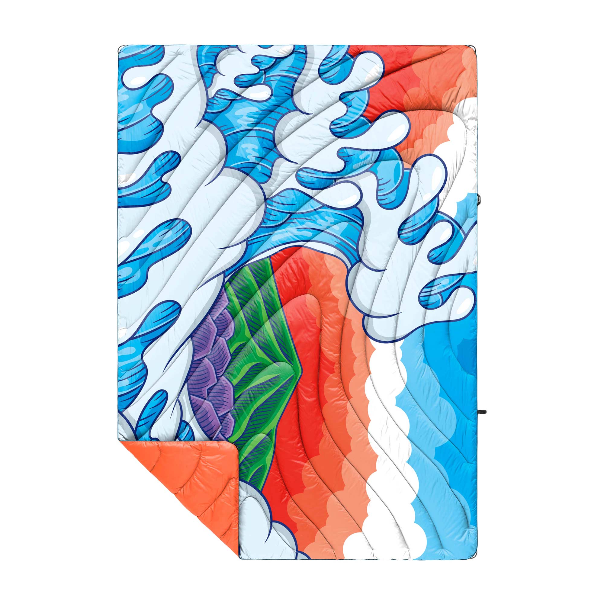 RUMPL Blanket ORIGINAL PUFFY PRINTED RAD / 1 PERS, hokusai great wave - aaron kai