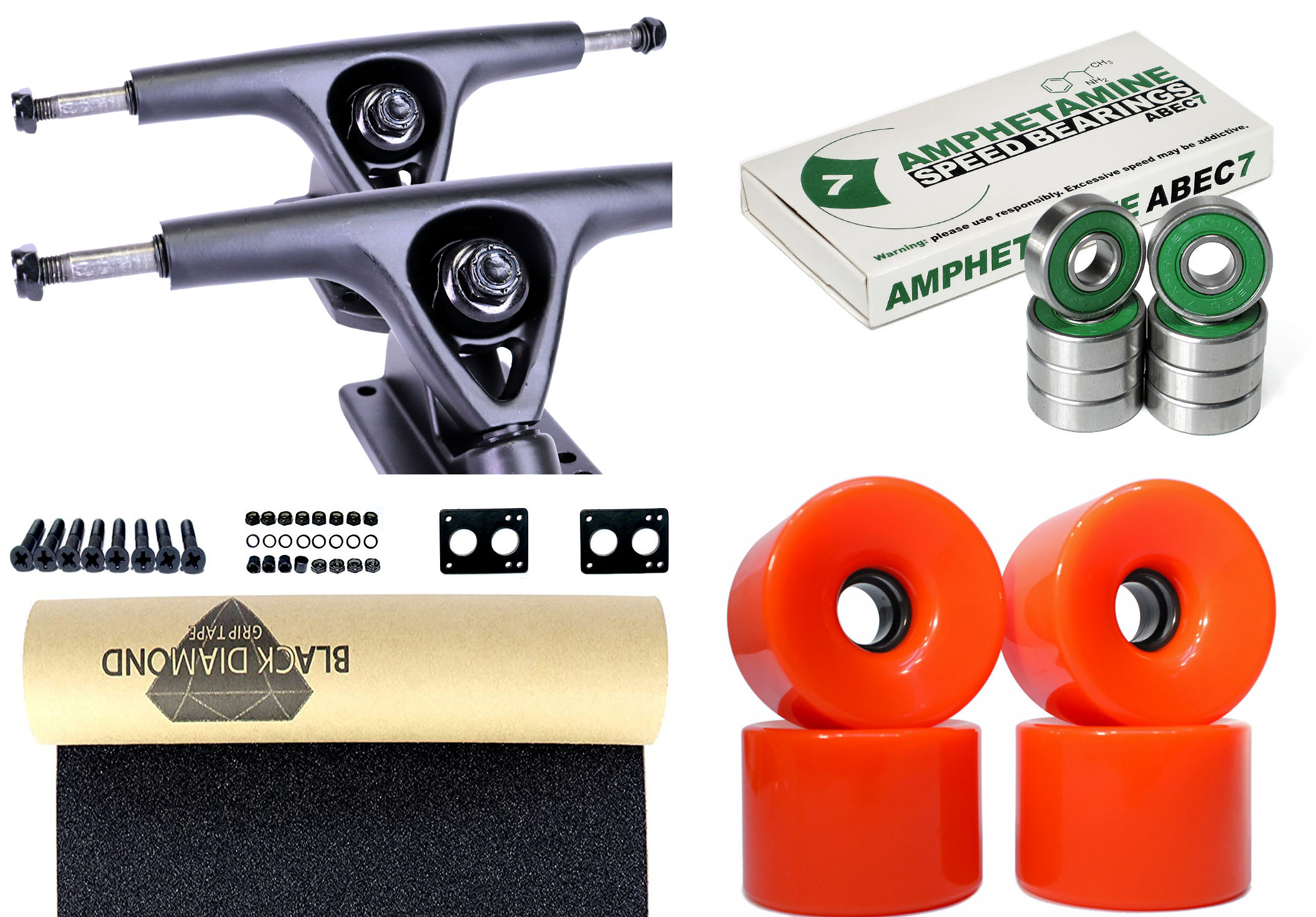 Impact Longboard Achsen Set 150mm Black / Orange Wheels 70mm Impact Longboard Achsen Set 150mm Black / Orange Wheels 76mm