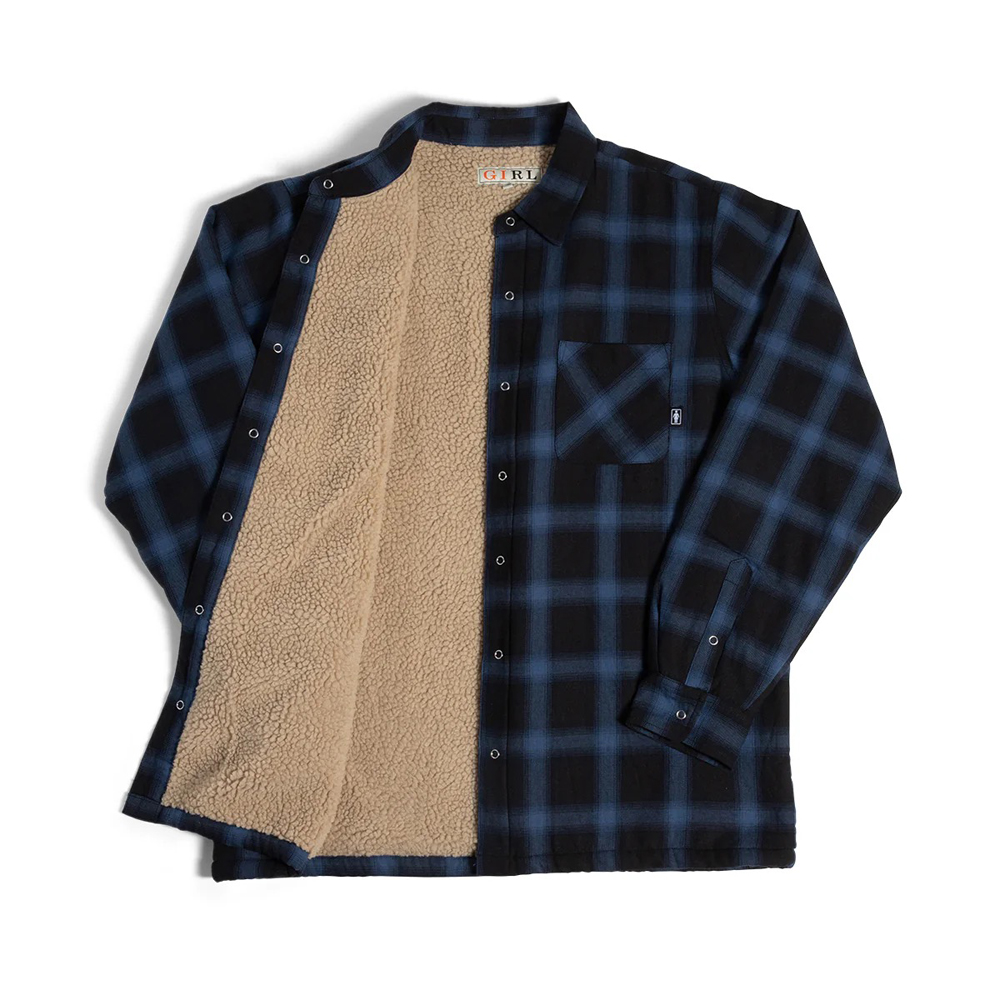 Oberteil Girl Sherpa Lined Fleece Flannel black/blue XL