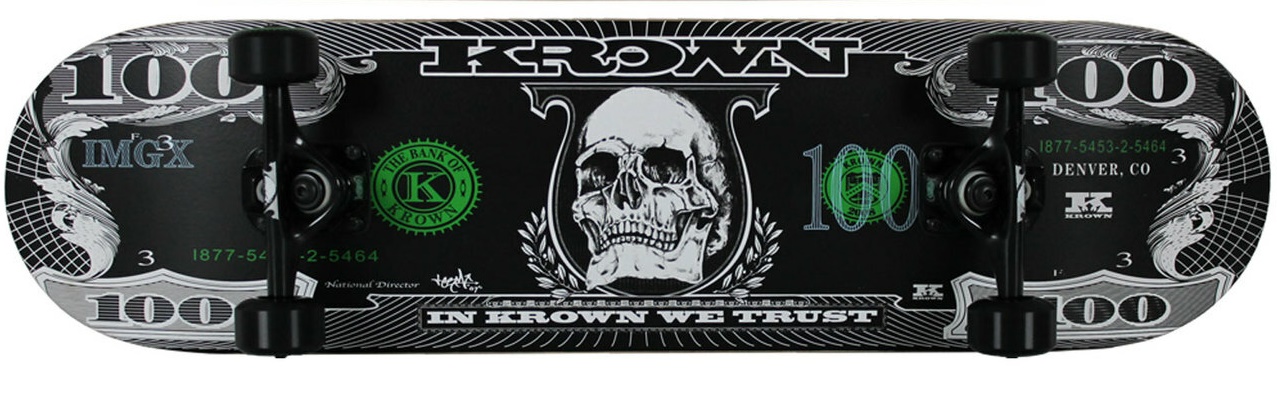 Krown Pro Black Dollar Complete Skateboard 8.0 Krown Pro Black Dollar Complete Skateboard 8.0