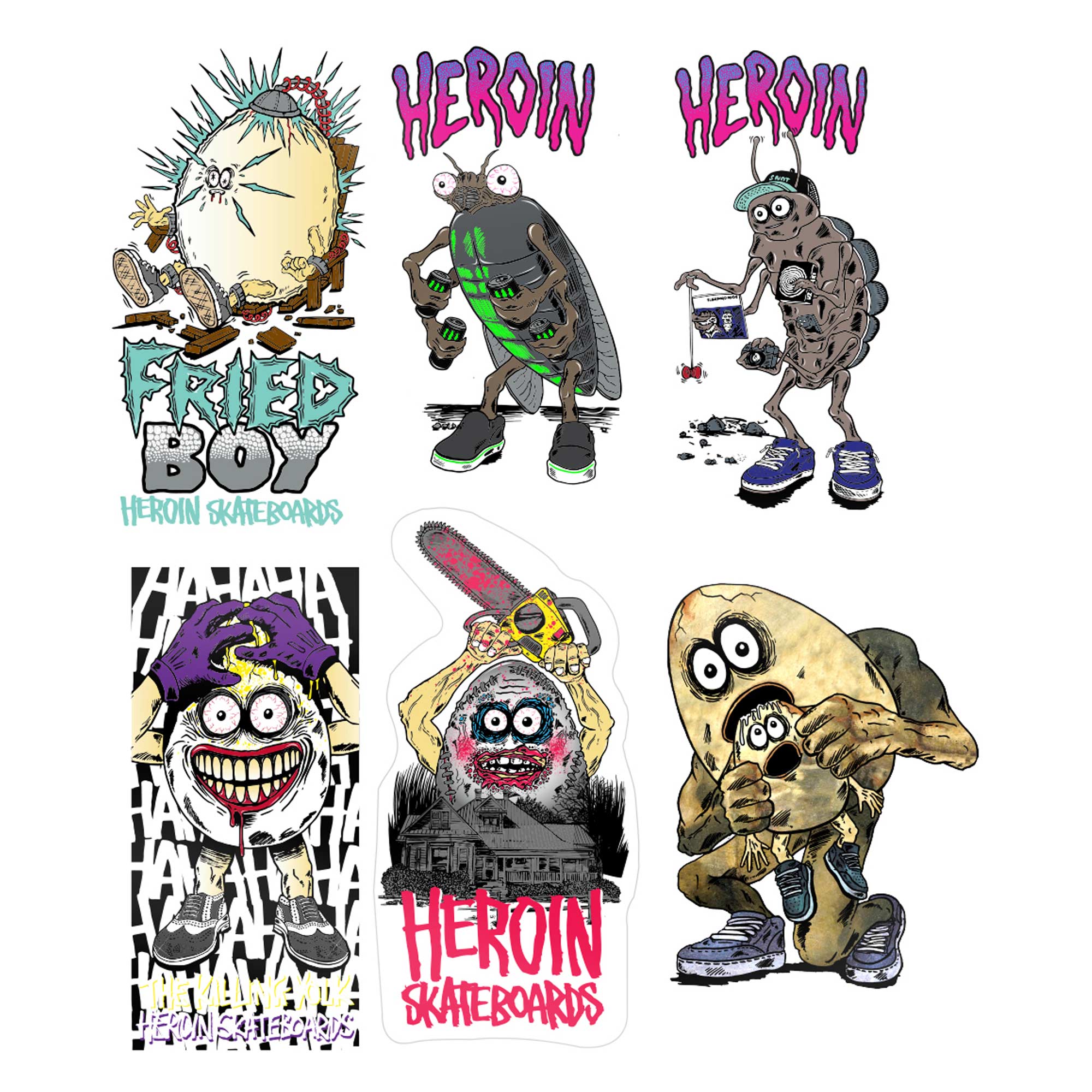 HEROIN Sticker FRIED BOY 12PK, assorted