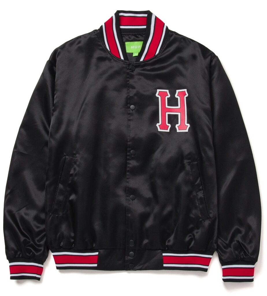 HUF Crackerjack Satin Baseball Jacke - black XXL