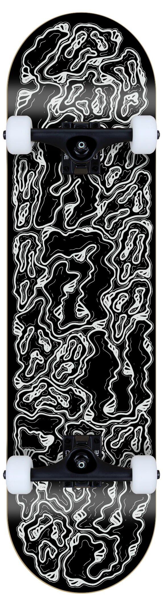 INJURY complete Skateboard Ghosts Black 8.50