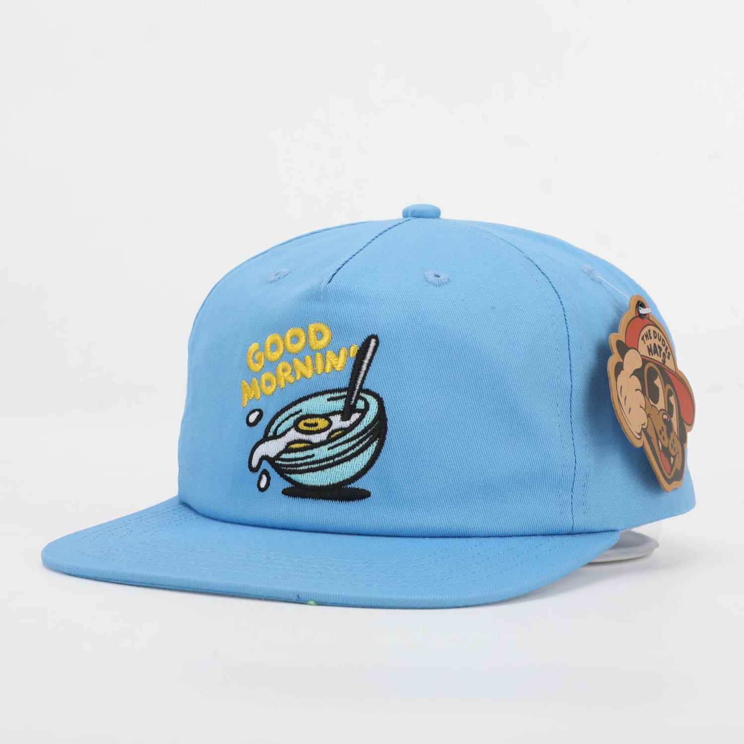 The Dudes Good Morning Unstructured 5 Panel Cap - ethereal blue