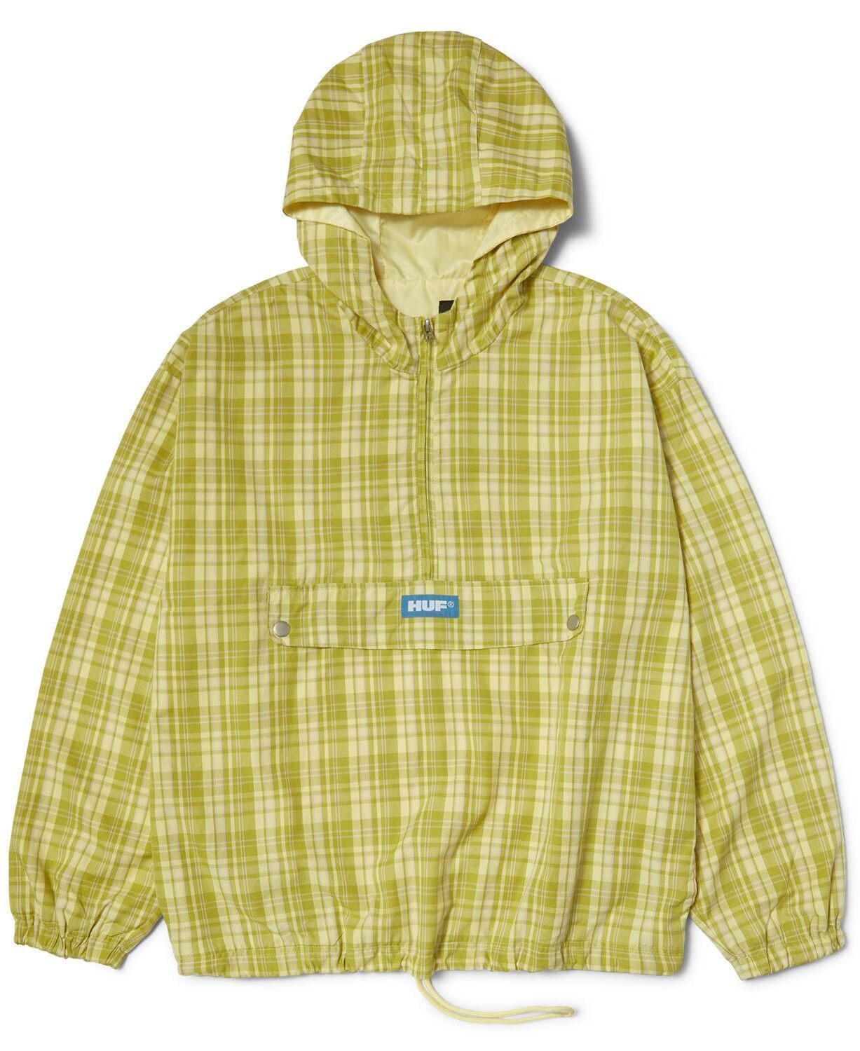 jk00463-tarag-1 HUF Rivington Plaid Anorak - tarragon