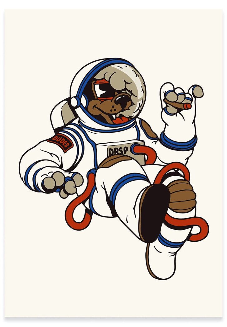 The Dudes Asstronaut Unlimited Print - white