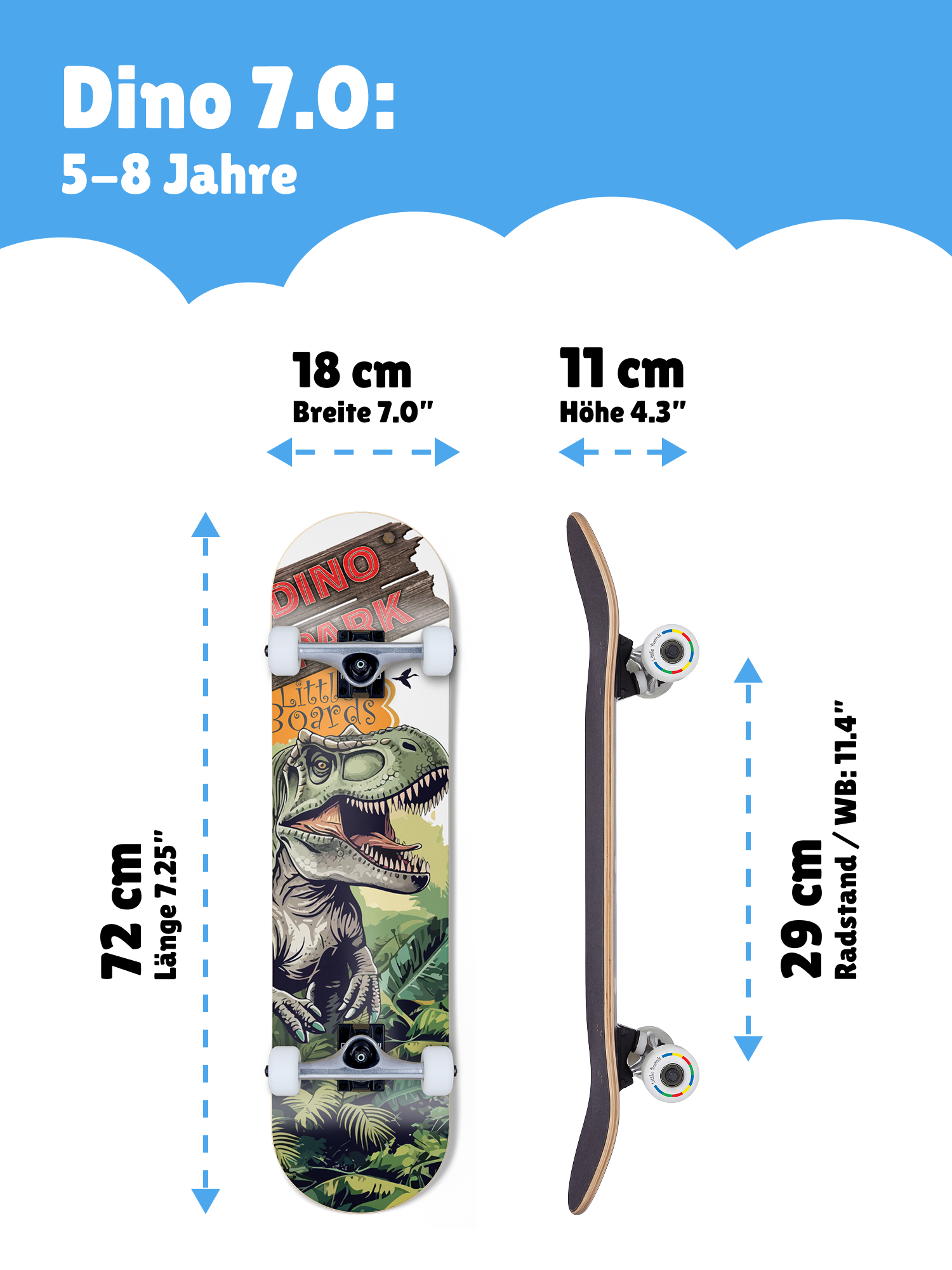Little Boards "Dino Park" Kids-Skateboard 7.0 Little Boards "Dino Park" Kids-Skateboard 7.0