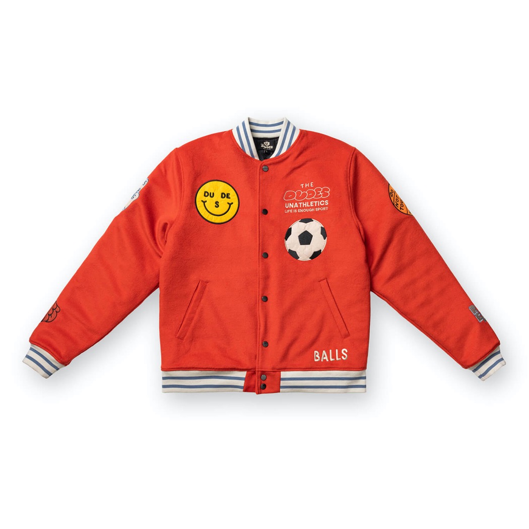 The Dudes Halftime Varsity Jacke - orange XS The Dudes Halftime Varsity Jacke - orange XXXL