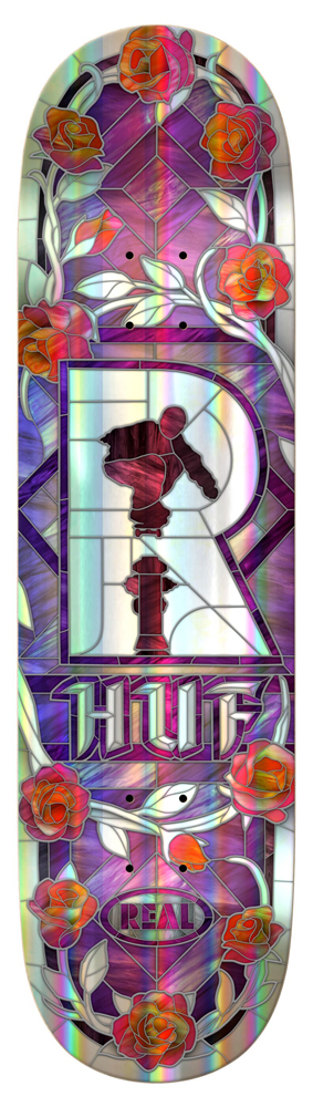 Real Skateboard Deck Huf Holographic Cathedral 8,06