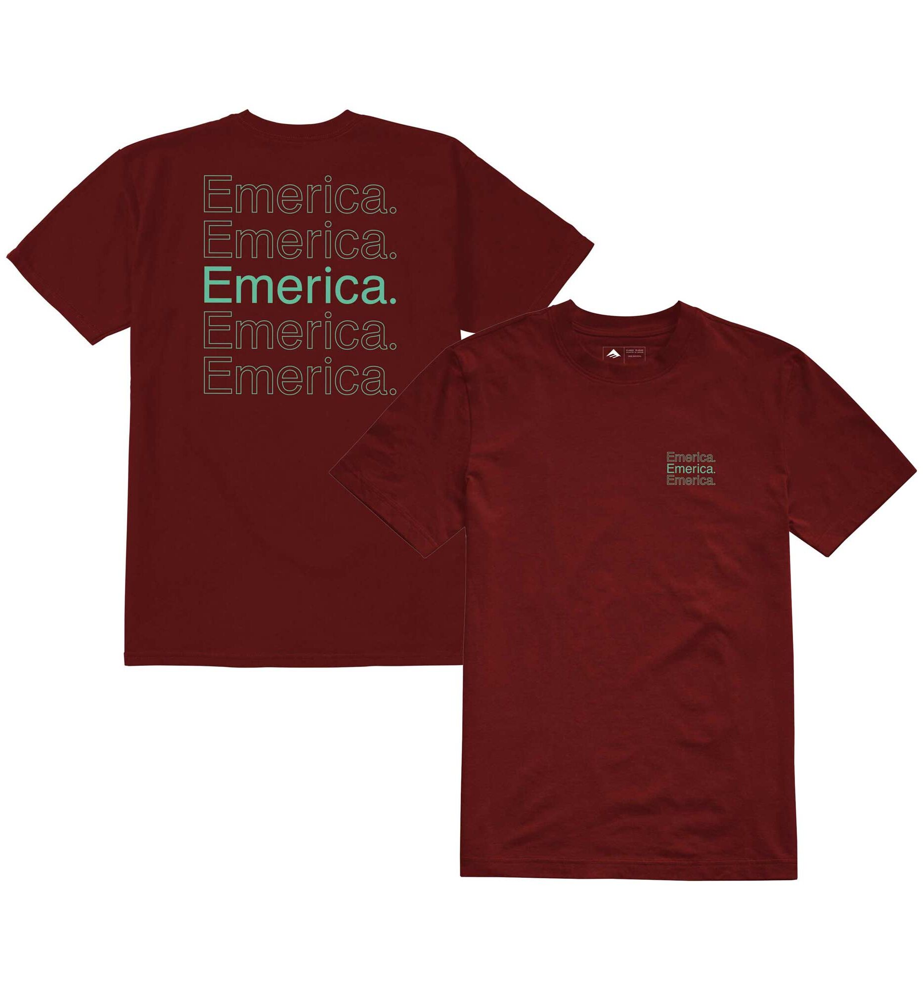 EMERICA T-Shirt NEW STACK S/S burgundy EMERICA T-Shirt NEW STACK S/S, burgundy S