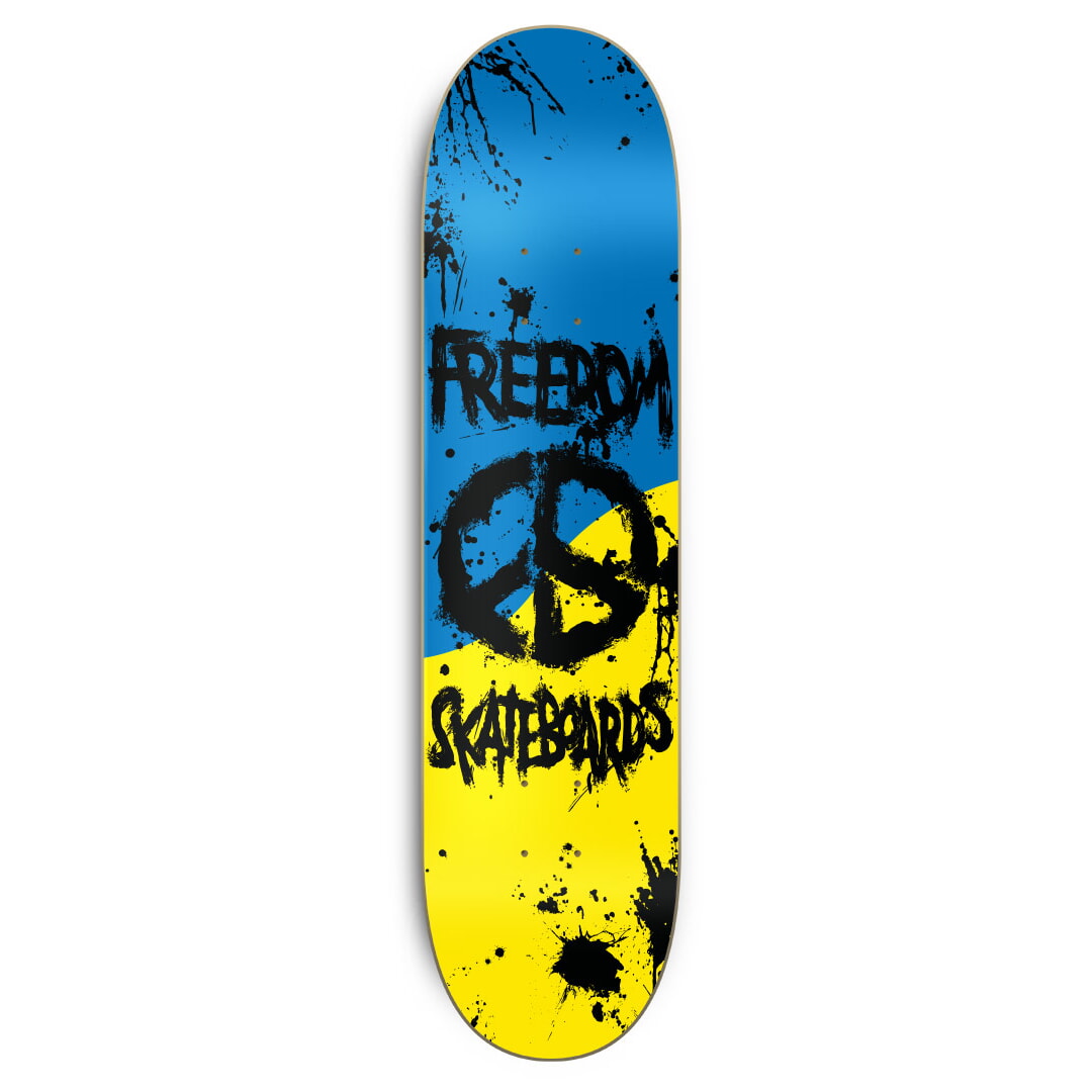 Freedom Peace Paint Ukraine Skateboard Deck 8.25