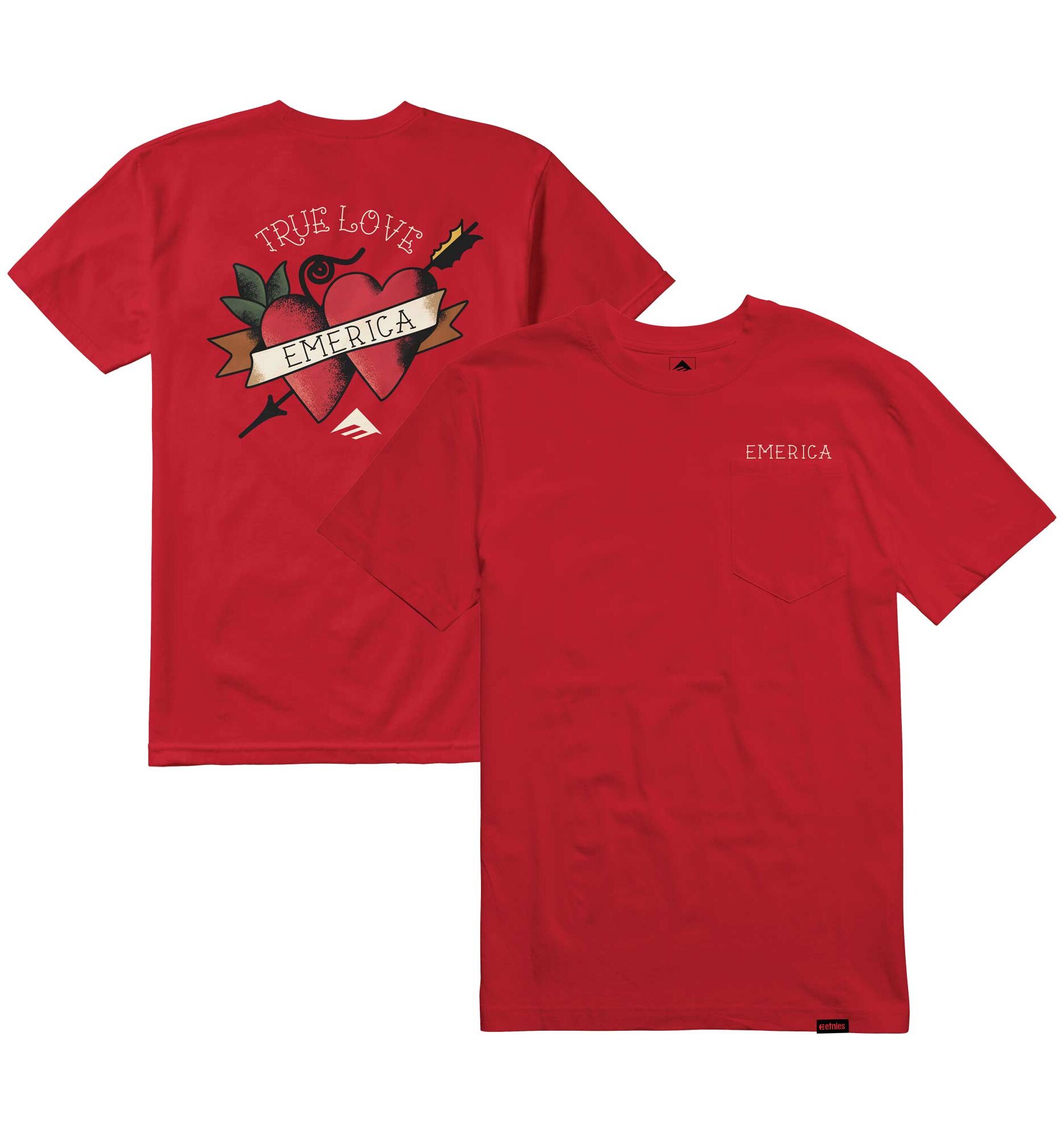 EMERICA T-Shirt LOVE TRIANGLE POCKET red EMERICA T-Shirt LOVE TRIANGLE POCKET, red XL