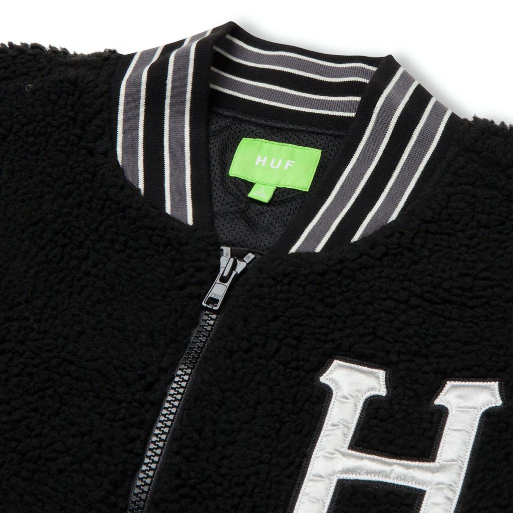 HUF Sherpa Varsity Jacke - black