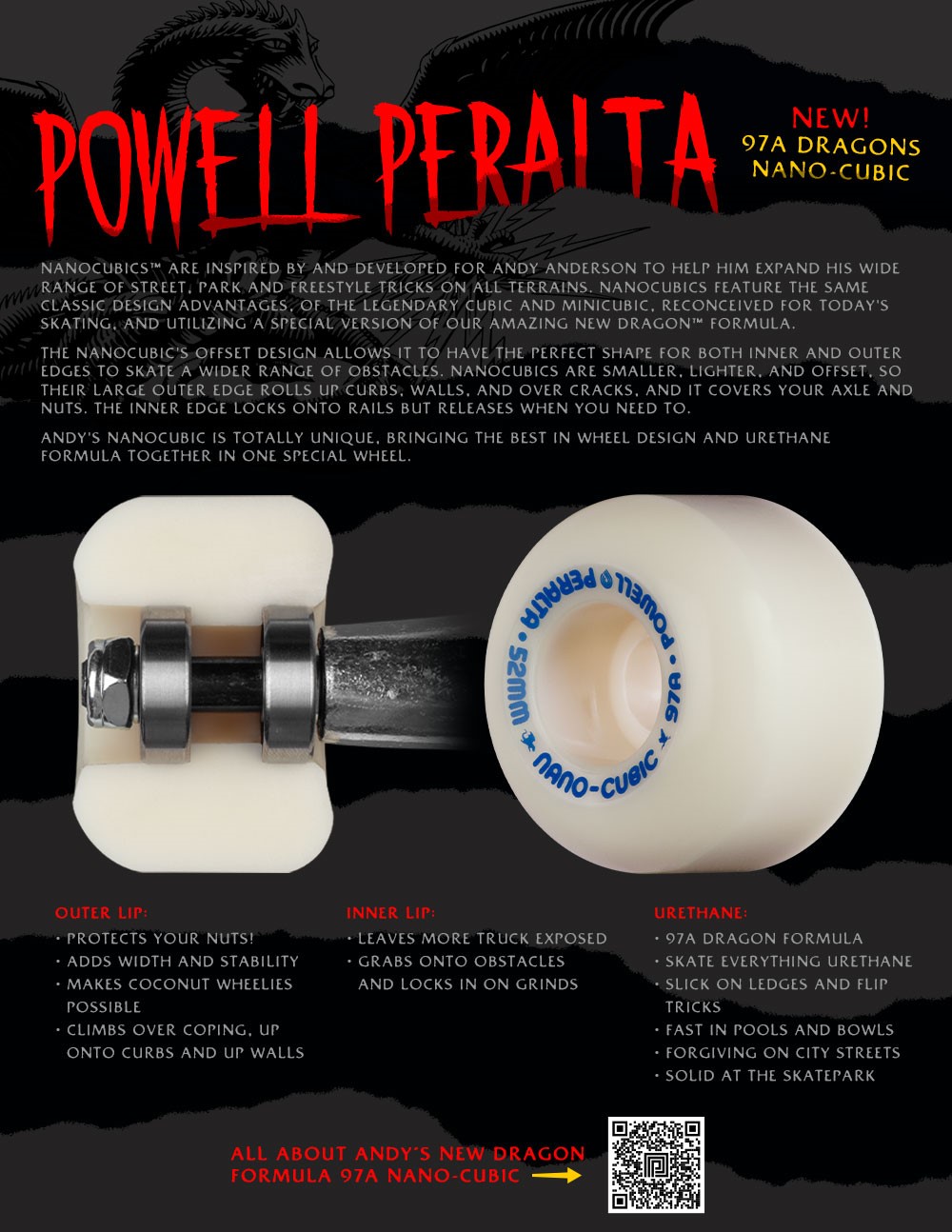 Powell-Peralta Rollen Dragons Anderson Nano Cubic 97A 52mm Powell-Peralta Rollen Dragons Anderson Nano Cubic 97A 52mm