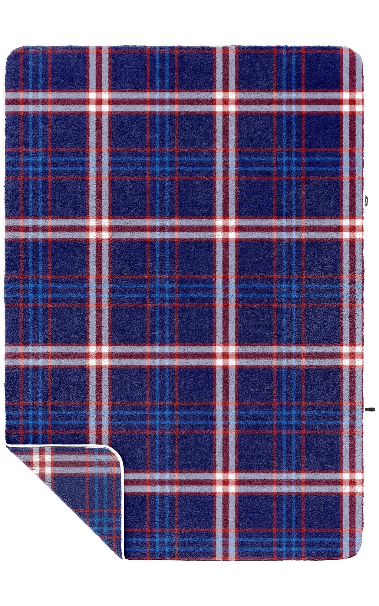 RUMPL Blanket SHERPA PUFFY PRINTED FLEECE / THROW, lakeside plaid