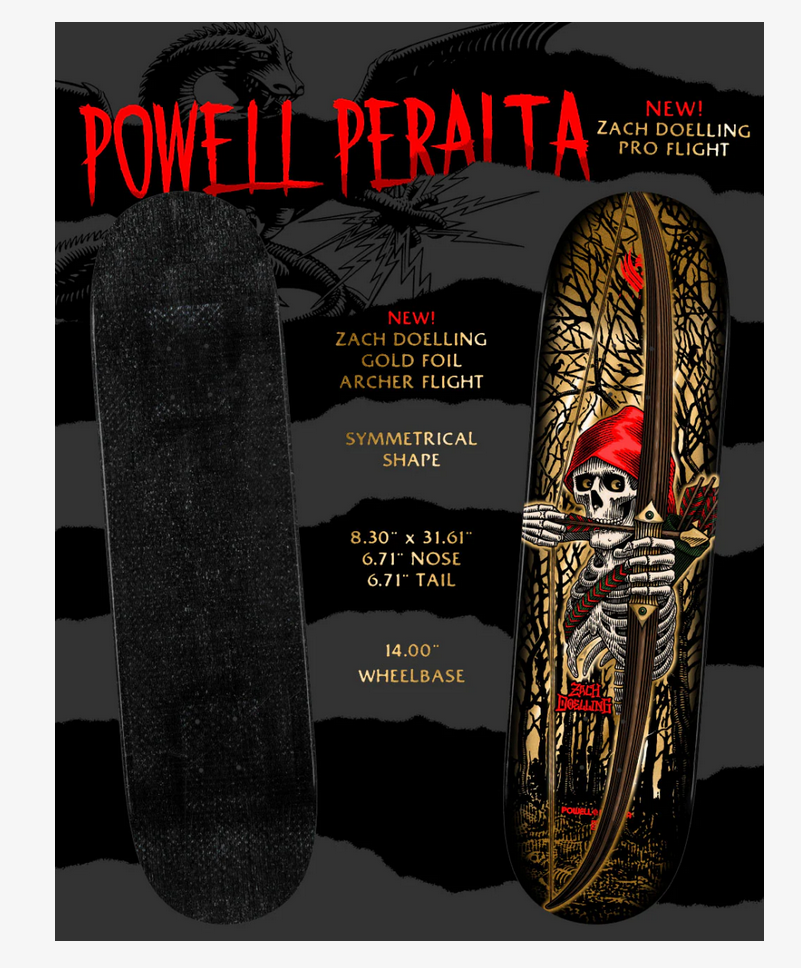 Powell-Peralta Zach Doelling Archer FLIGHT Skateboard Deck 8.3