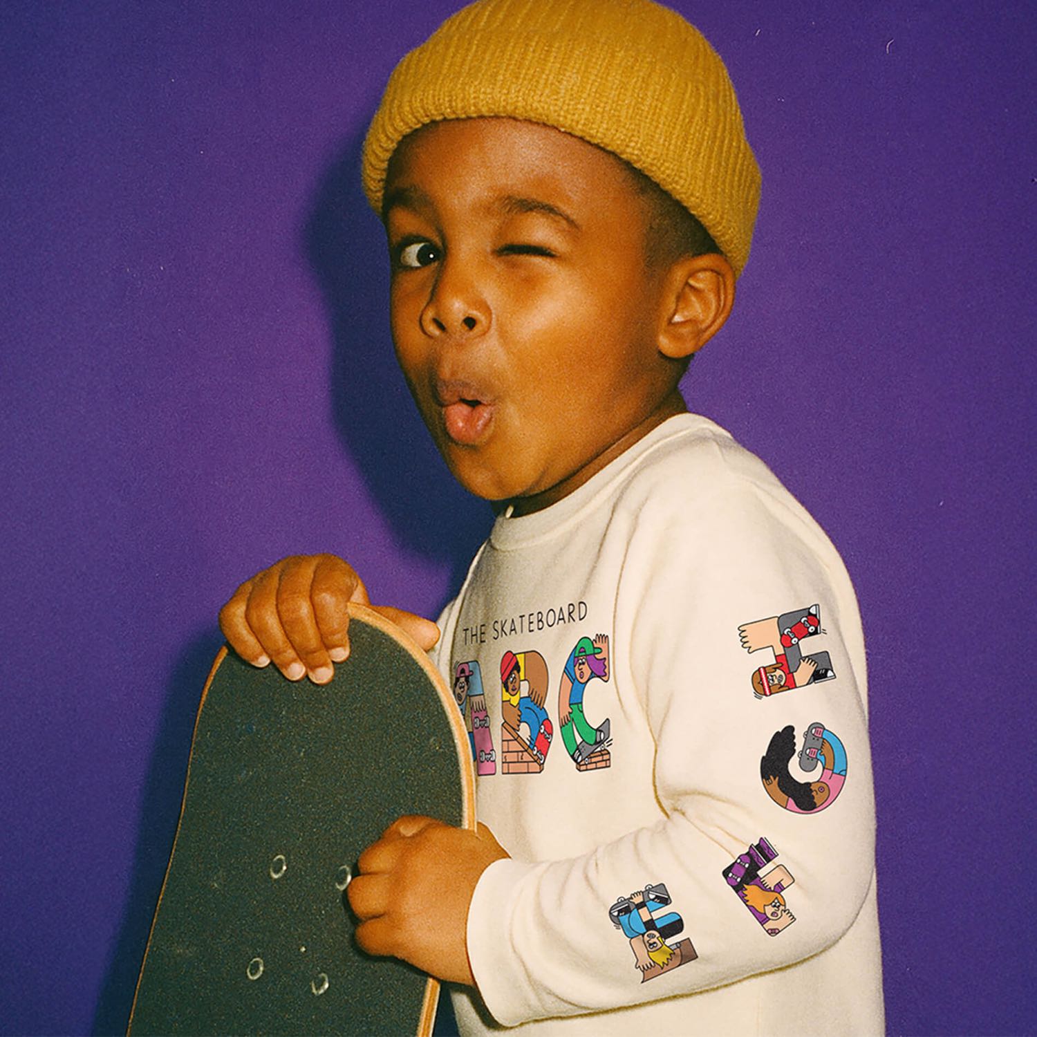 Awesome ABC Skateboard ABC Longsleeve Kids - White 11-12