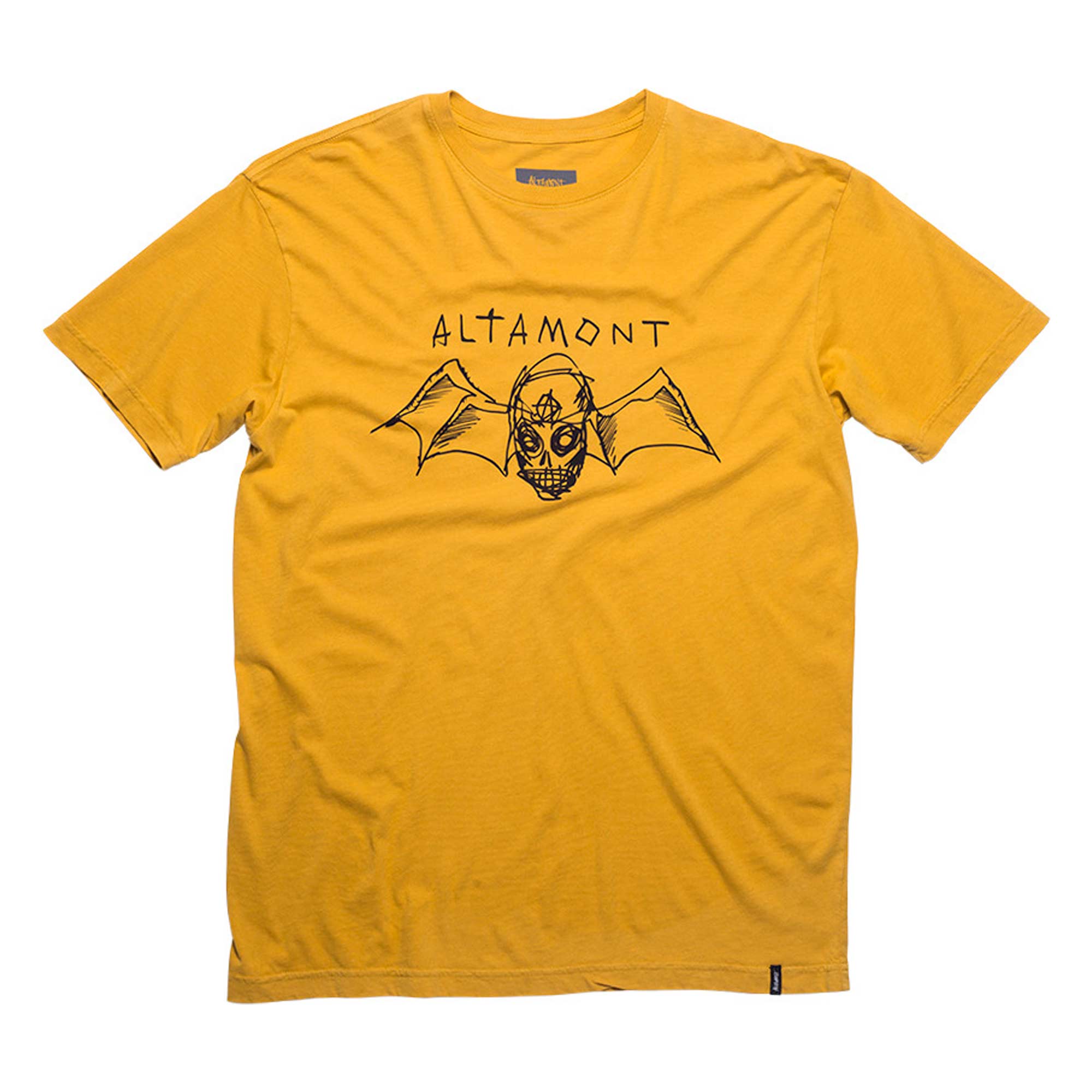 ALTAMONT T-Shirt BAT SKULL S/S CUSTOM, mustard L