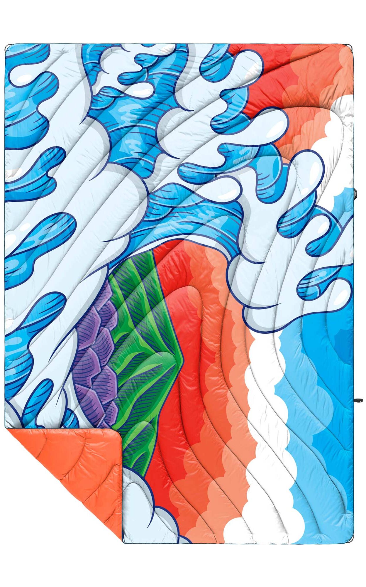 RUMPL Blanket ORIGINAL PUFFY PRINTED RAD / 1 PERS, hokusai great wave - aaron kai