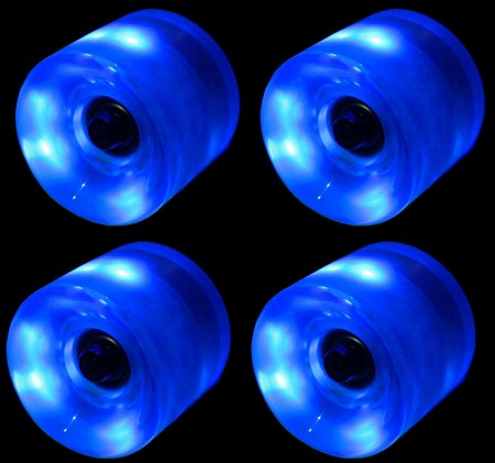 Blank Skateboard Cruiser Wheels LED Blue 82A 65mm