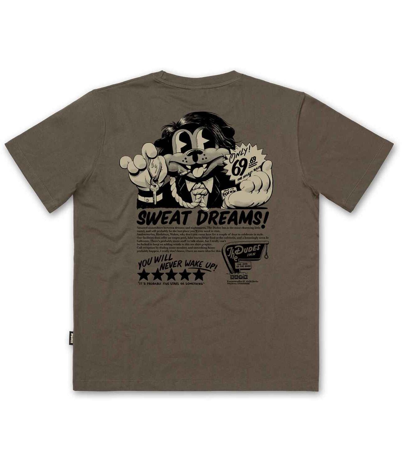 10013622-1 The Dudes Sweat Dreams T-Shirt - khaki