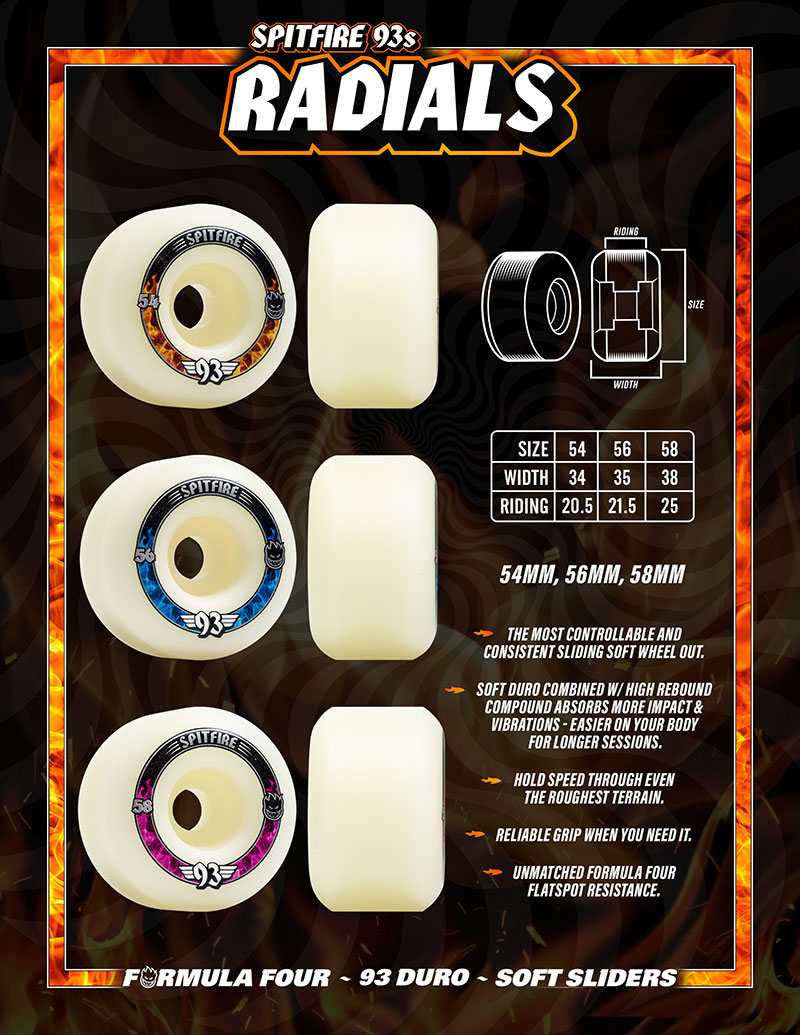 Spitfire Soft Sliders Wheels Formula 4 Radials 93a 54mm