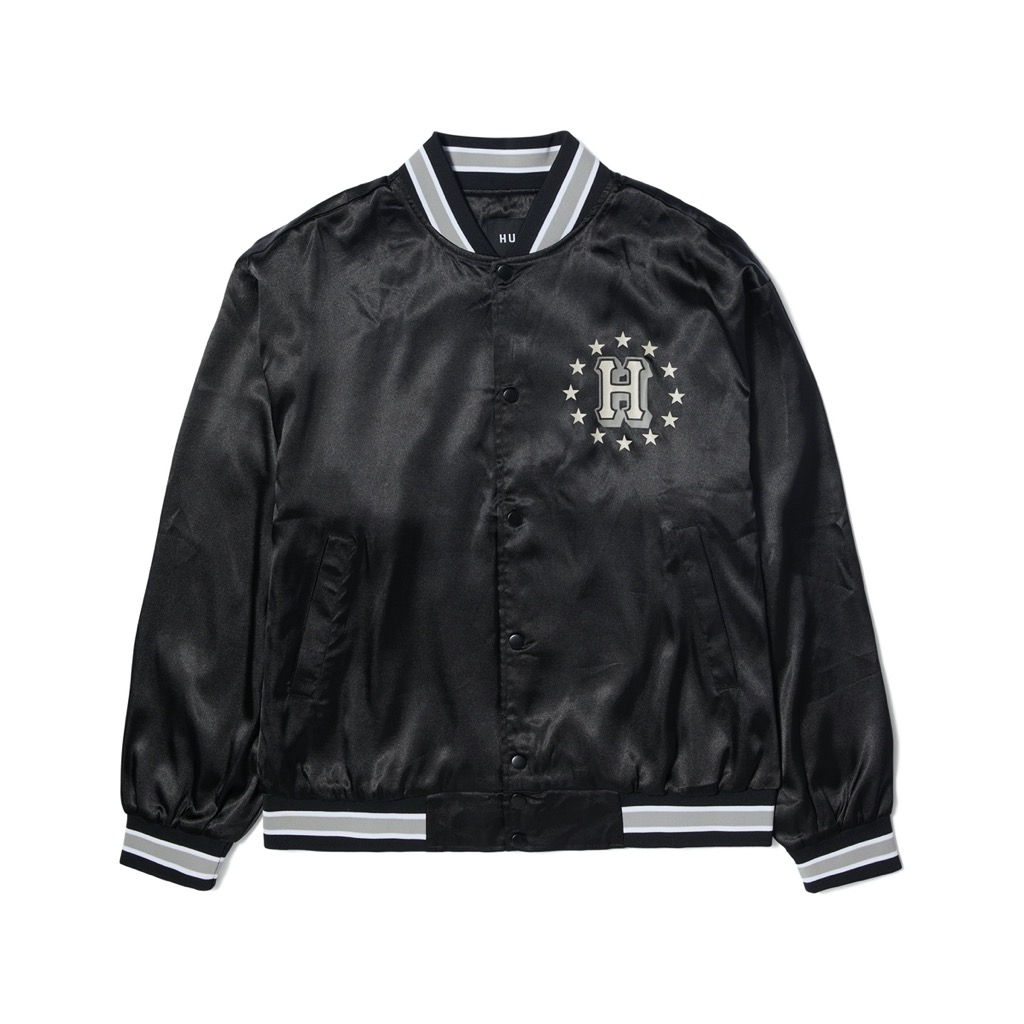 HUF Galactic Stack Baseball Jacke - black S HUF Galactic Stack Baseball Jacke - black XXL