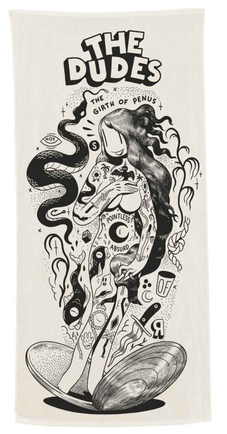 The Dudes Girth of Penus Beach Towel - white