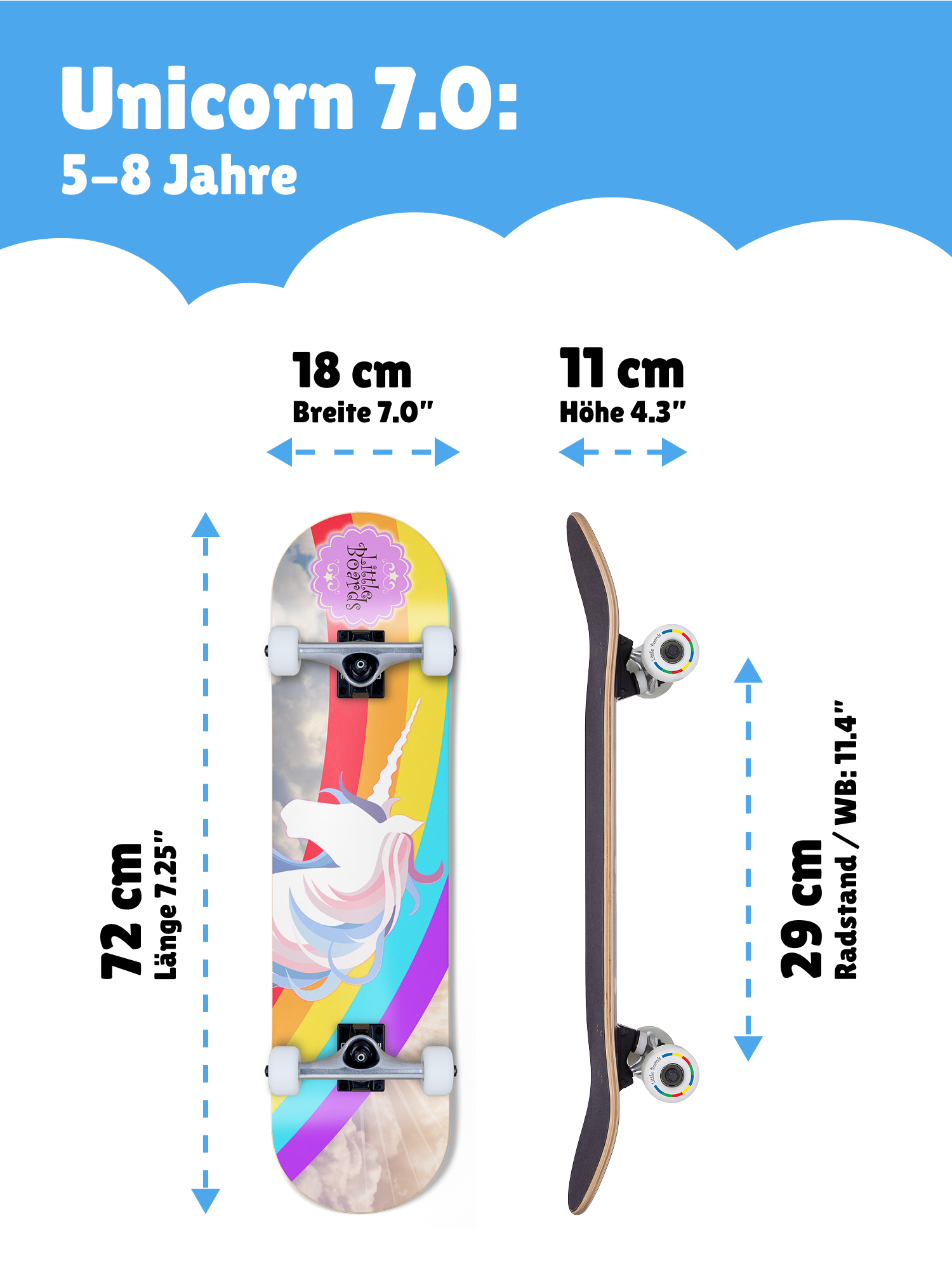 Unicorn - Kids Skateboard 7.0" Unicorn - Kids Skateboard 7.0"