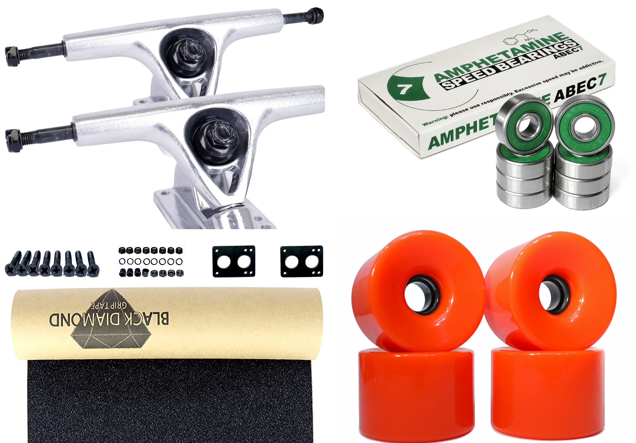 Impact Longboard Achsen Set 150mm Silver / Orange Wheels 70mm Impact Longboard Achsen Set 150mm Silver / Orange Wheels 76mm