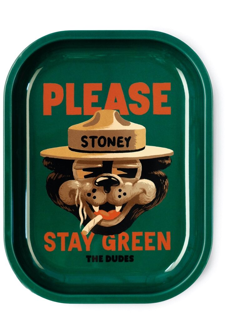 The Dudes Stay Green Rolling Tray - bottle green
