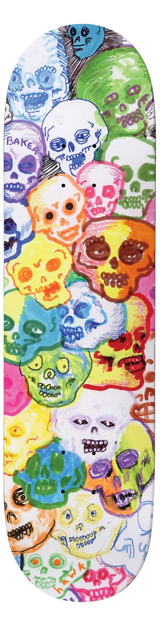 BAKER Deck RAINBOW SKULLS RH 8.0, rainbow 8.0