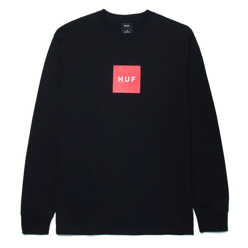 HUF Essentials Box Logo Longsleeve - black S HUF Essentials Box Logo Longsleeve - black S