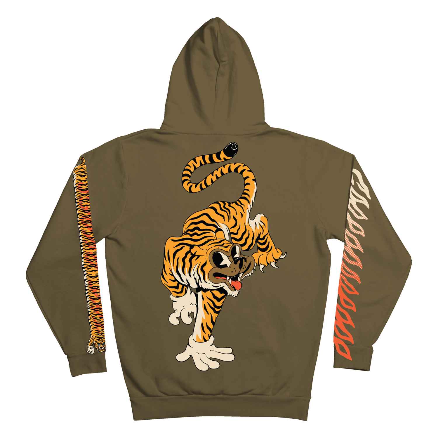 10034181-1 The Dudes Tiger Bear Classic Premium Hoody - British khaki XXXL