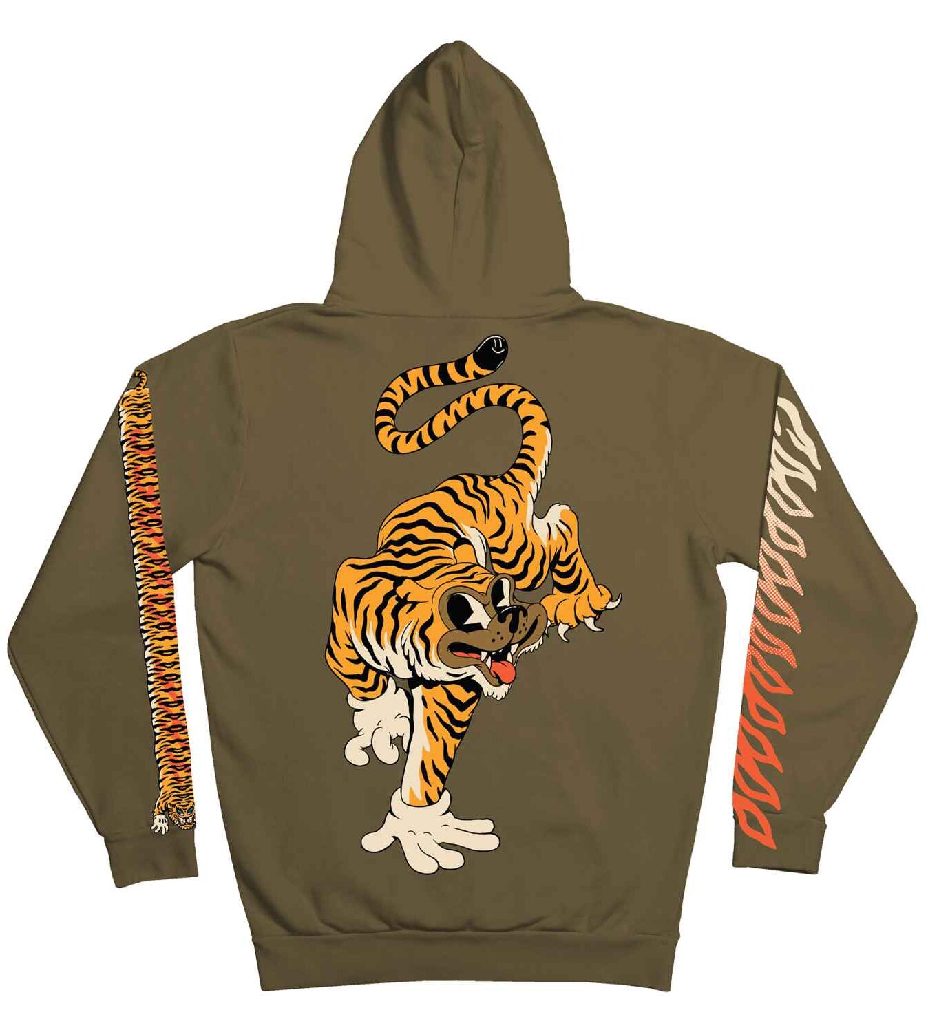 10034181-1 The Dudes Tiger Bear Classic Premium Hoody - British khaki XXXL