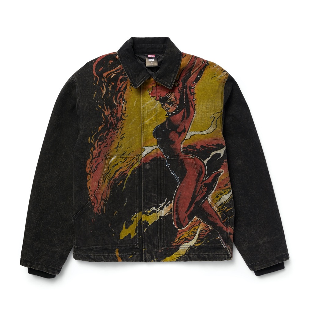 HUF Dark Phoenix Work Jacken - washed black XXL