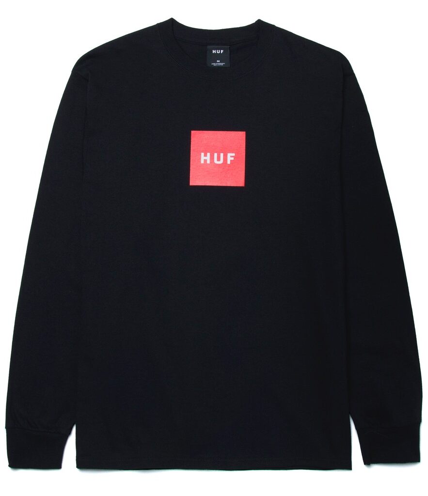 HUF Essentials Box Logo Longsleeve - black XXL