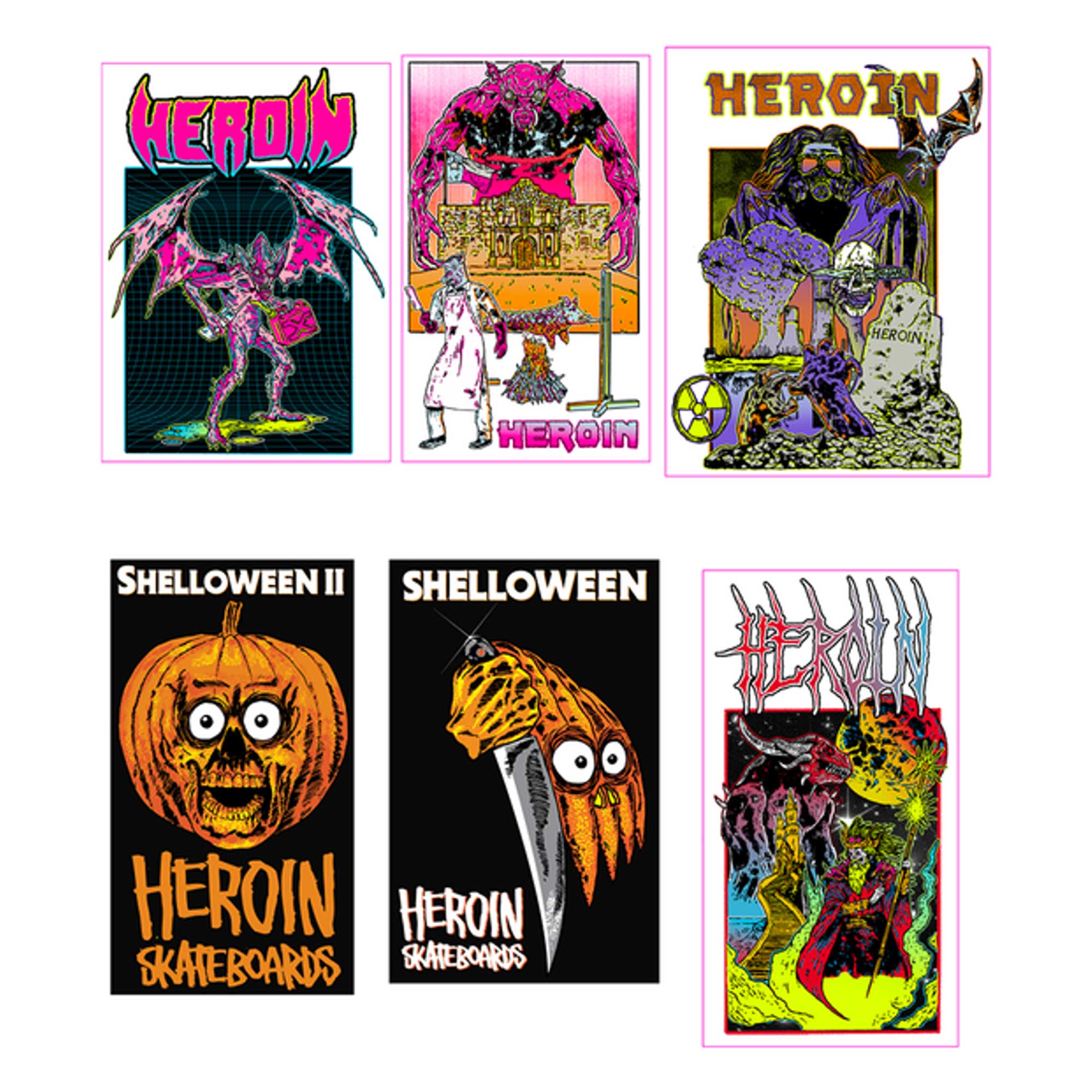 HEROIN Sticker SHELLOWEEN 12PK, assorted HEROIN Sticker SHELLOWEEN 12PK, assorted