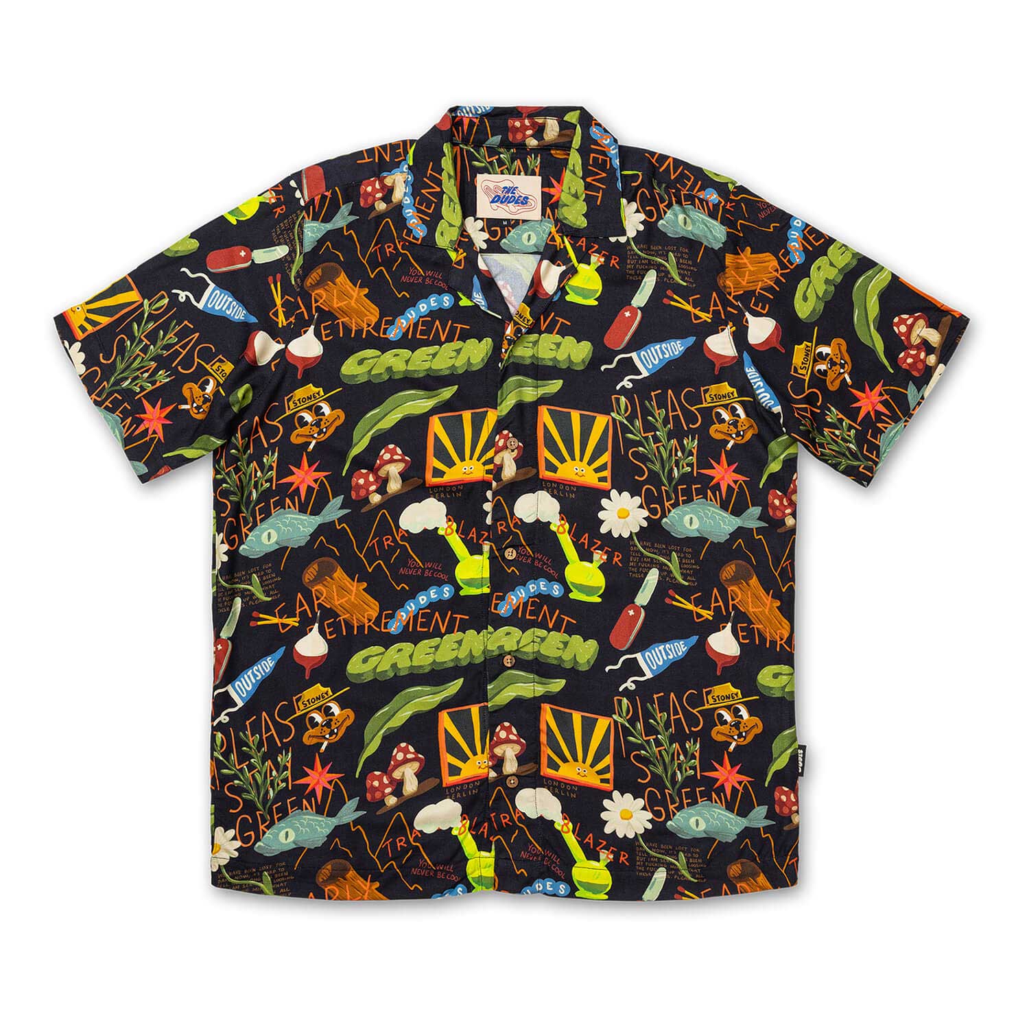 The Dudes Treasure Trail Black Hawaiian Shirt - Multicolor XXXL