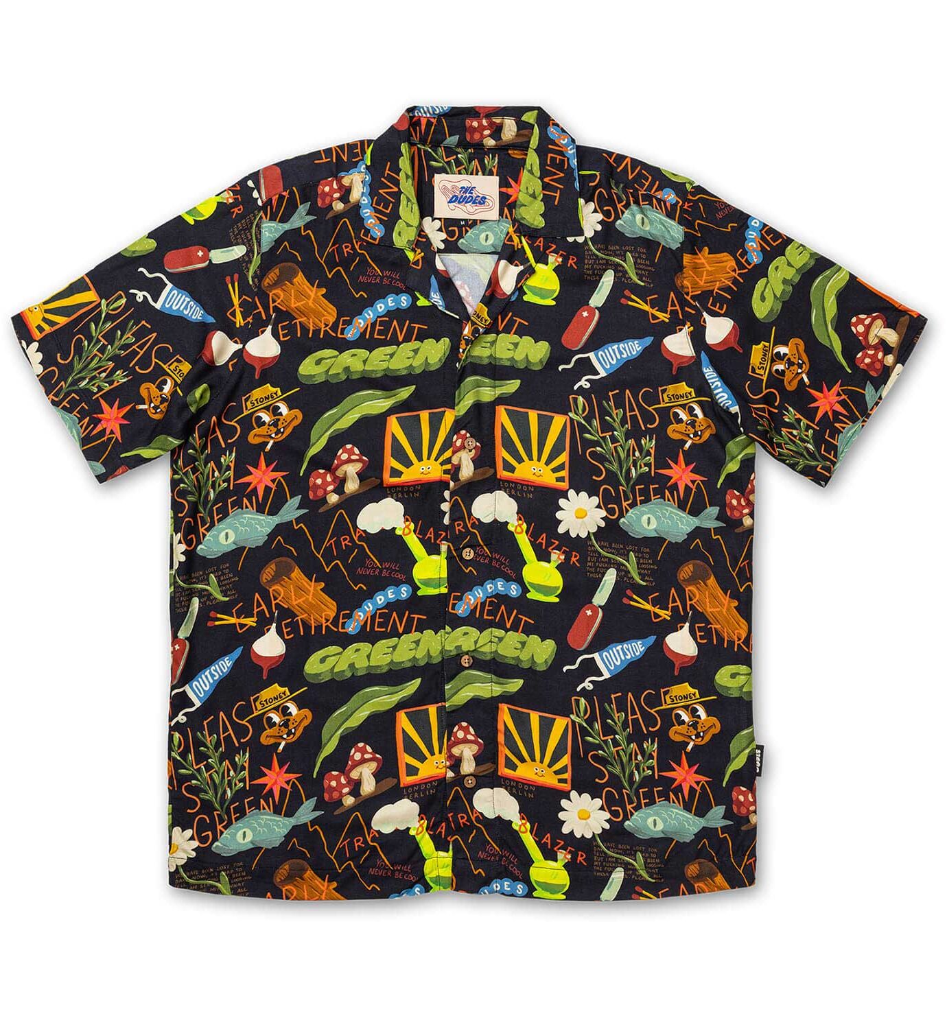 The Dudes Treasure Trail Black Hawaiian Shirt - Multicolor XS The Dudes Treasure Trail Black Hawaiian Shirt - Multicolor XXXL