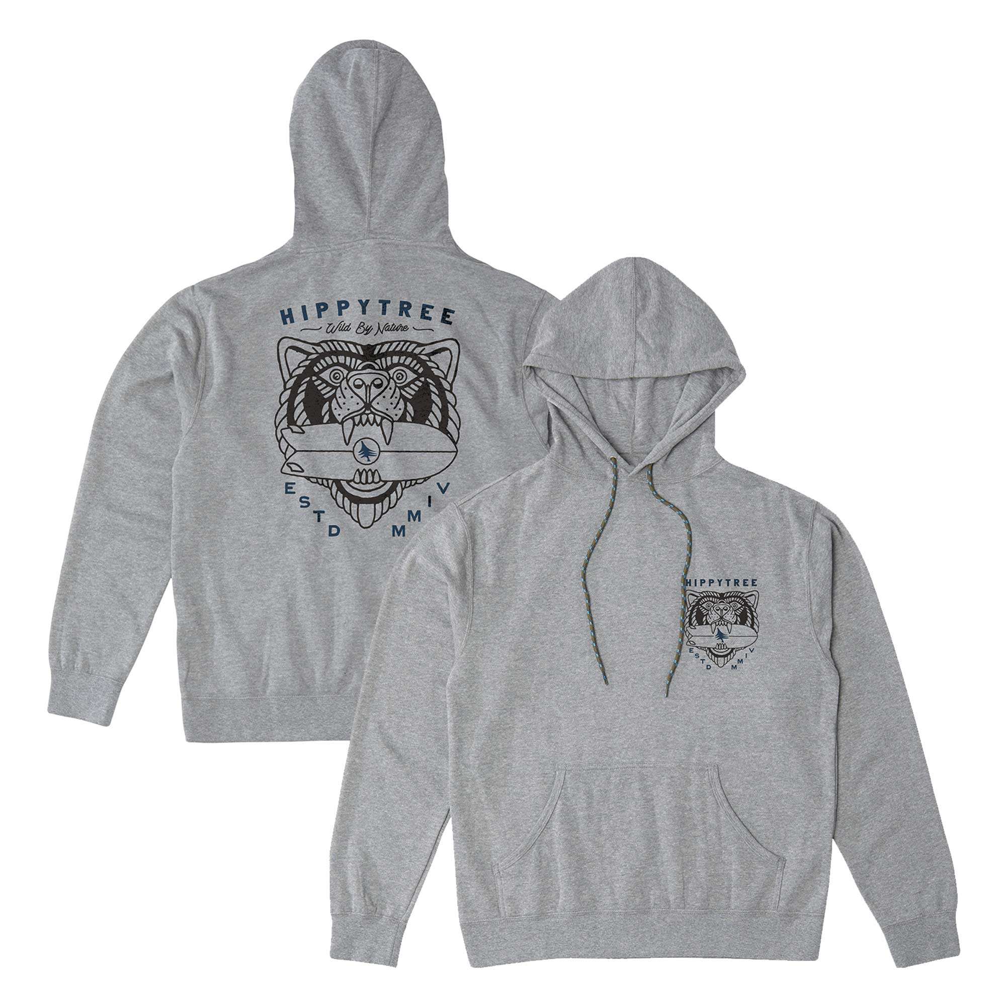 hipmswh-beaho-heather-grey HIPPYTREE Sweat BEAST HOODY heather grey