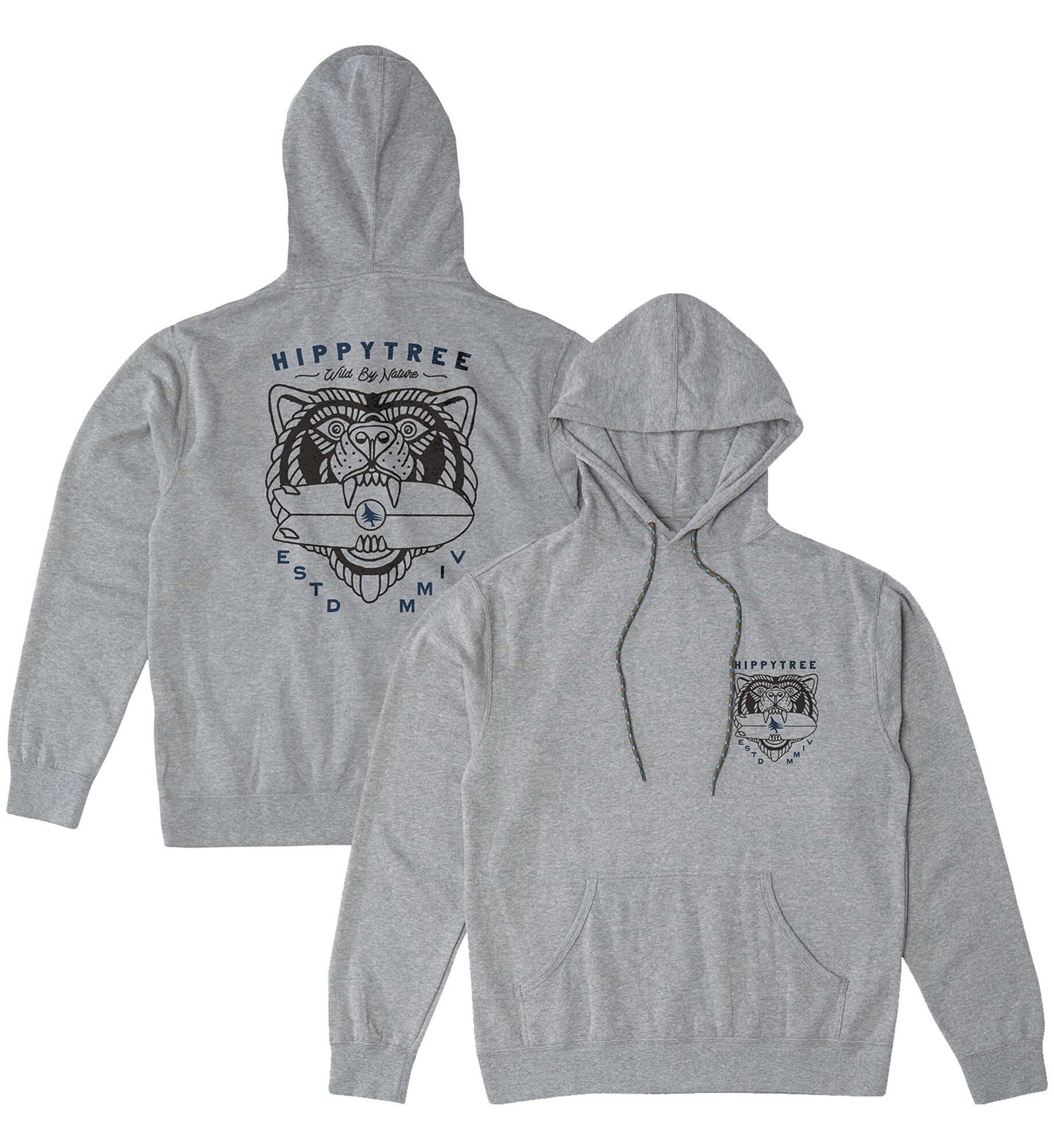 hipmswh-beaho-heather-grey HIPPYTREE Sweat BEAST HOODY heather grey