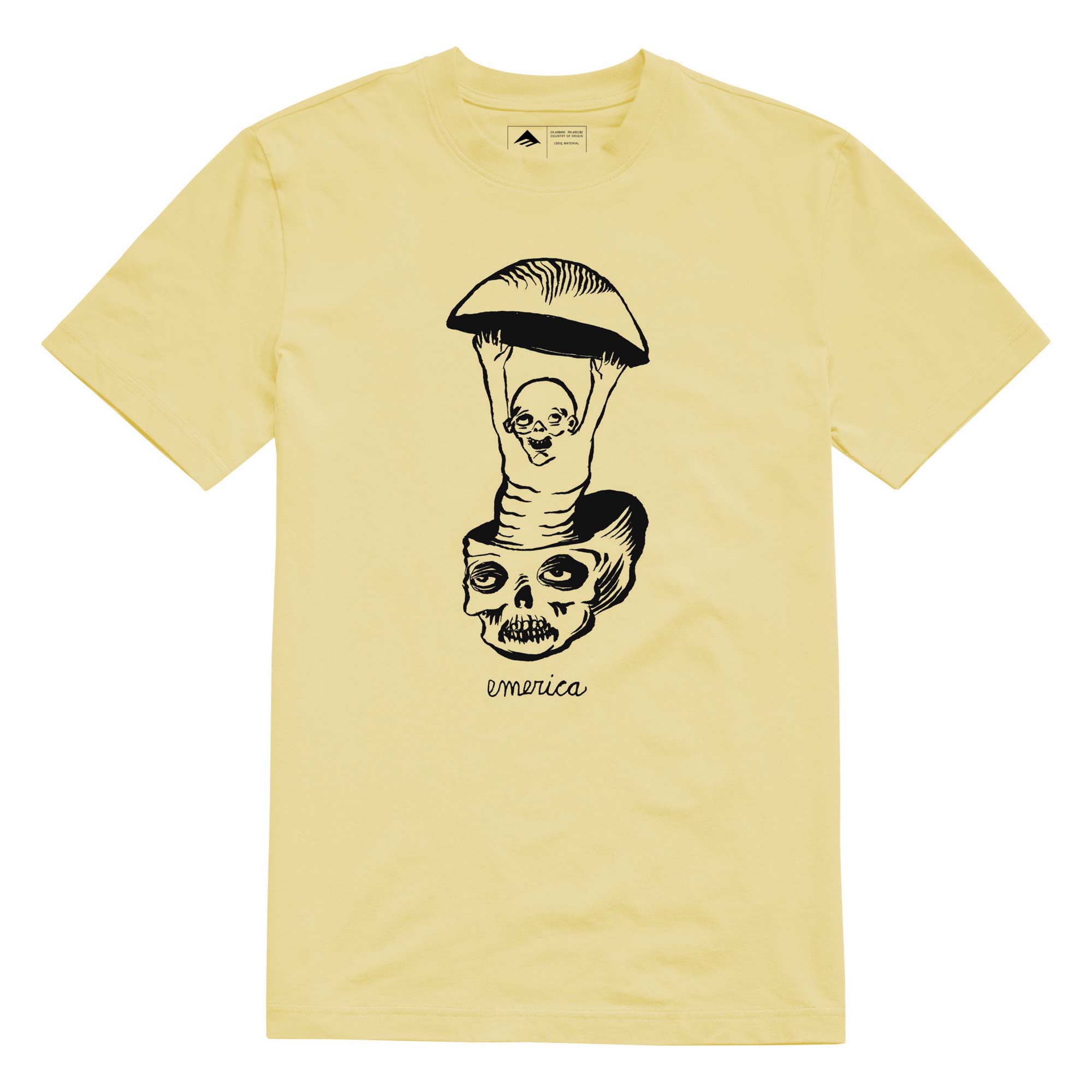 EMERICA T-Shirt SKULL FACES S/S, light yellow M