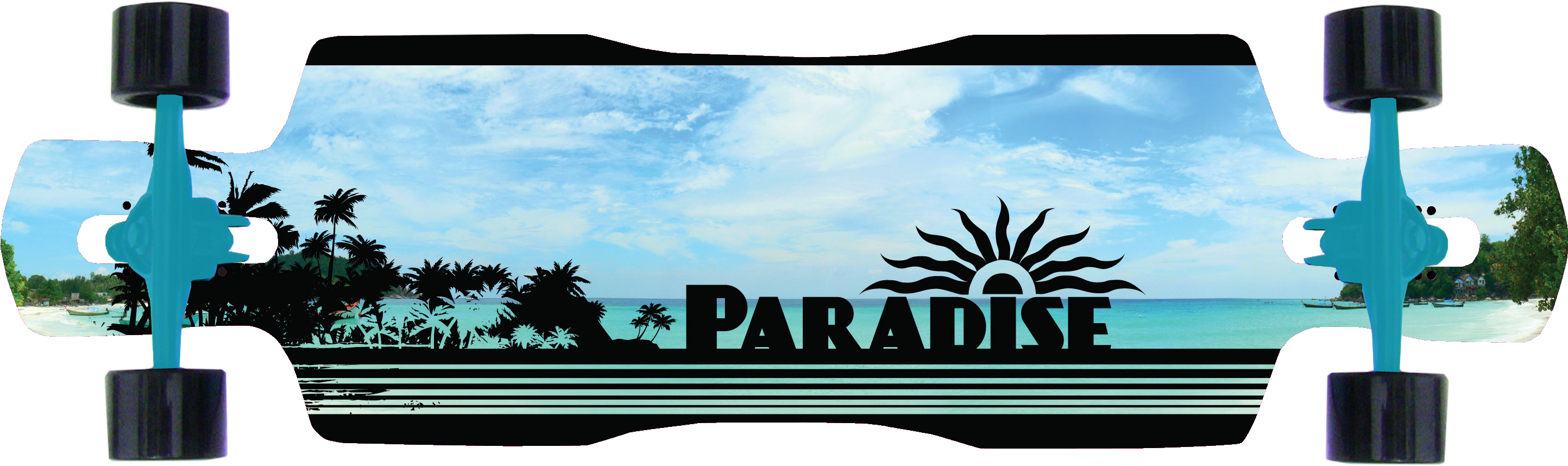 Paradise Complete Longboard DropThrough Black Ocean 41.0 x 10.25