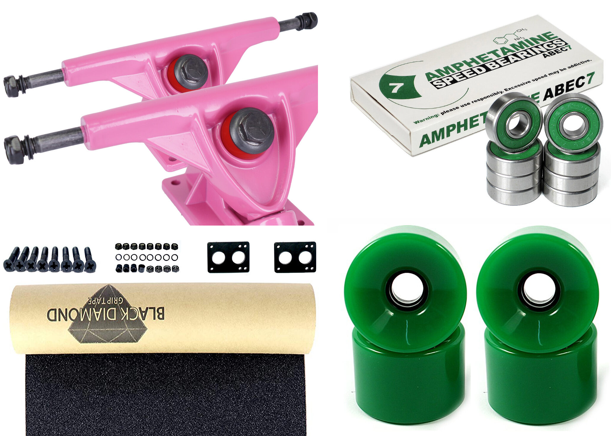 Amok Longboard Achsen Set 150mm Pink / Green